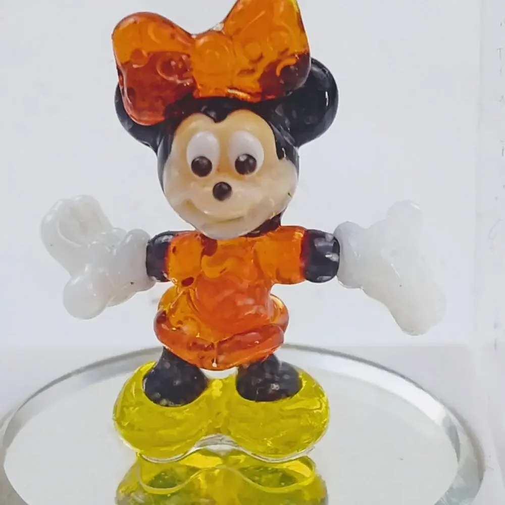 Disney Minnie Mouse Small Glass Desk Figure Rare Collectible